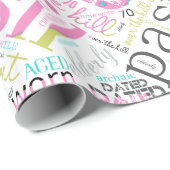 誕生日ワードクラウド70ピンクID266 ラッピングペーパー (ロールコーナー)