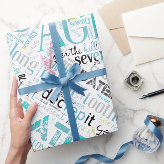 誕生日ワードクラウド70青ID266 ラッピングペーパー (ギフト)