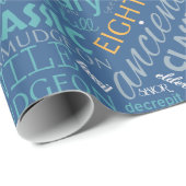 誕生日ワードクラウド80青ID266 ラッピングペーパー (ロールコーナー)