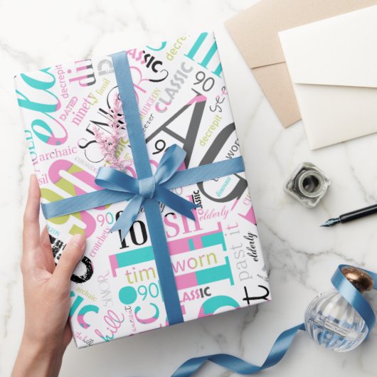 誕生日ワードクラウド90ピンクID266 ラッピングペーパー (ギフト)