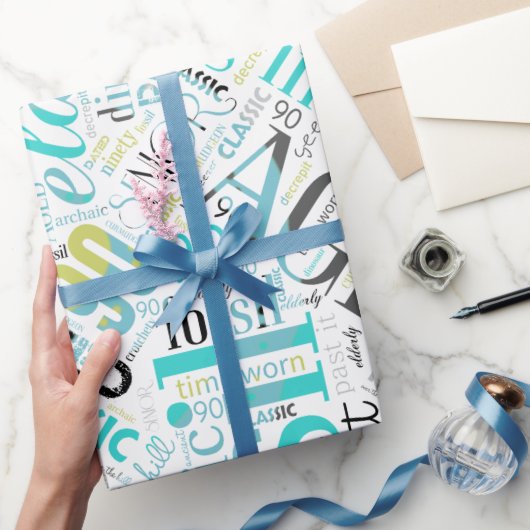 誕生日ワードクラウド90青ID266 ラッピングペーパー (ギフト)