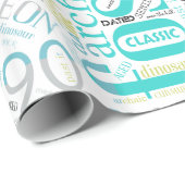 誕生日ワードクラウド90青ID266 ラッピングペーパー (ロールコーナー)