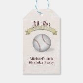 誕生日ヴィンテージお洒落ベースボールオールスターパーティー ギフトタグ (正面)