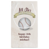 誕生日ヴィンテージお洒落ベースボールオールスターパーティー スモールペーパーバッグ (裏面)