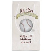 誕生日ヴィンテージお洒落ベースボールオールスターパーティー スモールペーパーバッグ (正面)