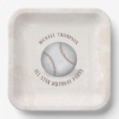 誕生日ヴィンテージお洒落ベースボールオールスターパーティー ペーパープレート (正面)