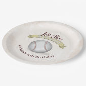 誕生日ヴィンテージお洒落ベースボールオールスターパーティー ペーパープレート (アングル)