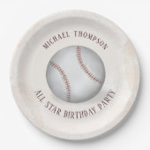 誕生日ヴィンテージお洒落ベースボールオールスターパーティー ペーパープレート (正面)
