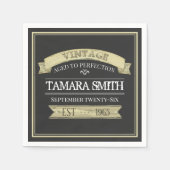 誕生日ヴィンテージの完成度モダン スタンダードカクテルナプキン (正面)