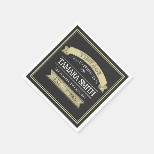 誕生日ヴィンテージの完成度モダン スタンダードカクテルナプキン (角)