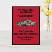 誕生日ヴィンテージカー自分の赤を作おもしろい成 カード (黄色い花)