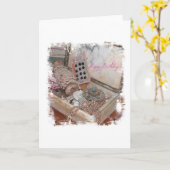 誕生日ヴィンテージジュエリーとボタン カード (黄色い花)