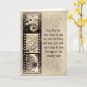 誕生日ヴィンテージデイジー膜 カード (黄色い花)