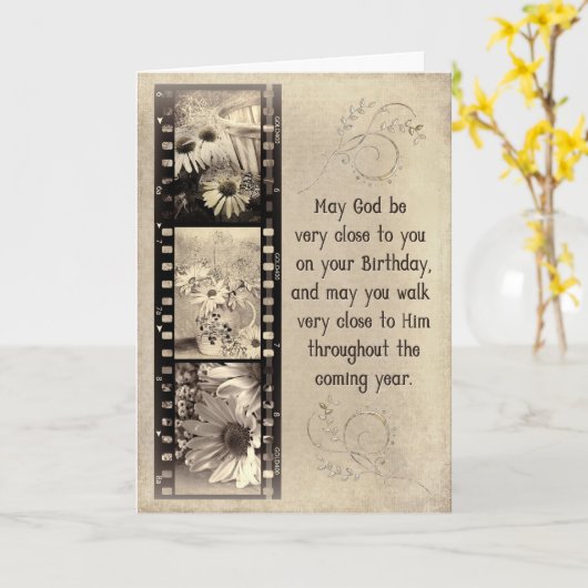 誕生日ヴィンテージデイジー膜 カード (黄色い花)