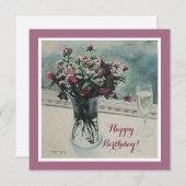 誕生日ヴィンテージピンク花カードbyポラB.アレックス シーズンカード (正面/裏面)