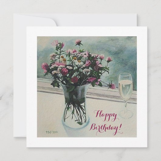 誕生日ヴィンテージピンク花カードby Pola.B.アレックス シーズンカード (正面)