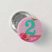 誕生日ヴィンテージボヘミア花 缶バッジ (正面&裏面)