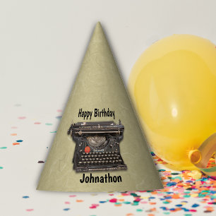 誕生日ヴィンテージマニュアルブラックタイプライタータン パーティーハット