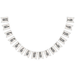 誕生日ヴィンテージライディングフードウルフ白黒 バンティングフラッグ