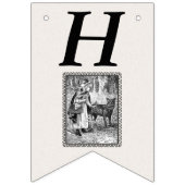 誕生日ヴィンテージライディングフードウルフ白黒 バンティングフラッグ (第1の旗)