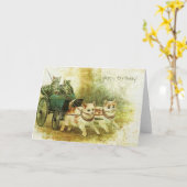 誕生日ヴィンテージ猫 カード (黄色い花)