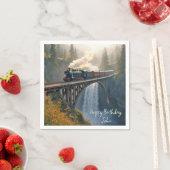 誕生日ヴィンテージ蒸気機関車 スタンダードカクテルナプキン (インサイチュ)