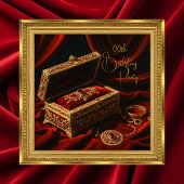 誕生日ヴィンテージ金ゴールドフレーム赤い宝石ボックス 招待状