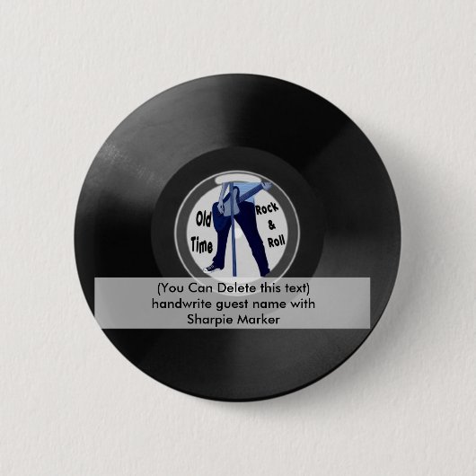 誕生日一流Pinの好意のレトロの石nロールパーティー 缶バッジ (正面)