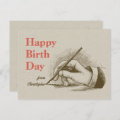 誕生日万年筆を持つ男性手CC0997 ポストカード (正面/裏面)