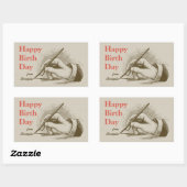 誕生日万年筆を持つ男性手CC0999 長方形シール (シート)