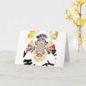 誕生日万華鏡のように千変万化するパターンアートプリント カード (黄色い花)