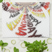 誕生日万華鏡のように千変万化するパターンアートプリント キッチンタオル (折り畳み)