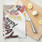 誕生日万華鏡のように千変万化するパターンアートプリント キッチンタオル (四つ折り)