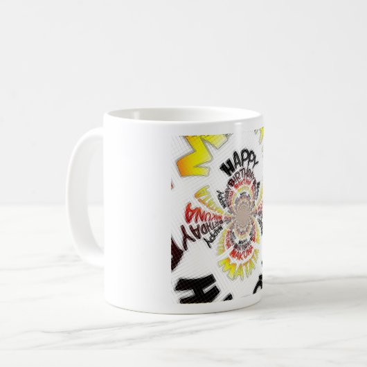 誕生日万華鏡のように千変万化するパターンアートプリント コーヒーマグカップ (正面左)