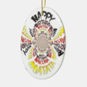 誕生日万華鏡のように千変万化するパターンアートプリント セラミックオーナメント (左)