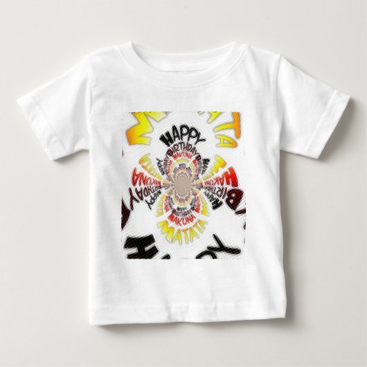 誕生日万華鏡のように千変万化するパターンアートプリント ベビーTシャツ (正面)