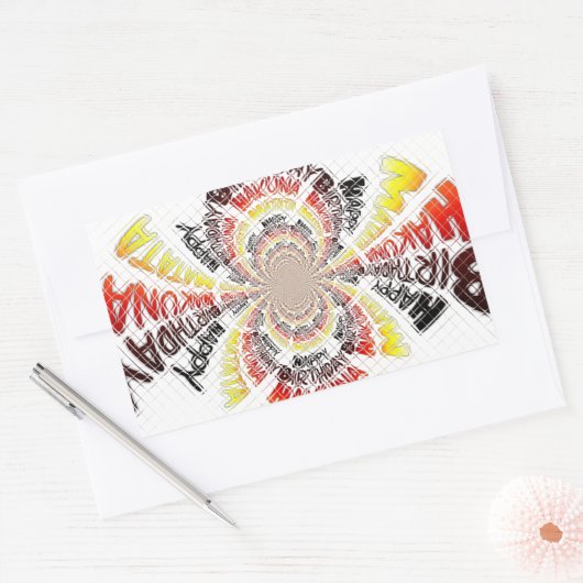 誕生日万華鏡のように千変万化するパターンアートプリント 長方形シール (封筒)