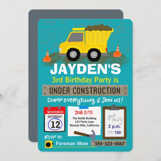 誕生日下建築 招待状 (正面/裏面)