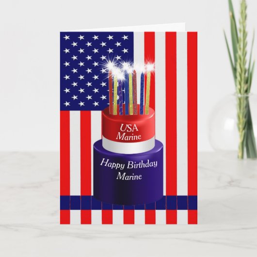 誕生日中の船舶用軍隊カード カード (正面)
