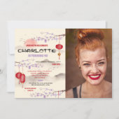 誕生日中国のパーティーレストラン写真を撮遠くにる 招待状 (正面)