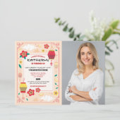 誕生日中国のパーティーレストラン写真を撮遠くにる 招待状 (スタンド正面)