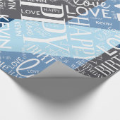 誕生日中長名の追加ブルーID274 ラッピングペーパー (角)