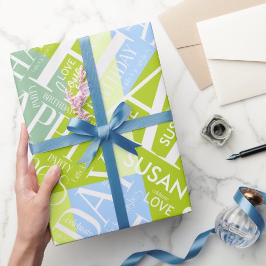 誕生日中長名を追加Green ID274 ラッピングペーパー (ギフト)
