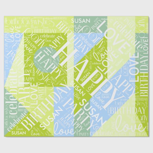 誕生日中長名を追加Green ID274 ラッピングペーパー (フラット)