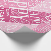 誕生日中長名ピンクID274を追加 ラッピングペーパー (角)