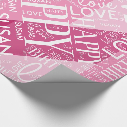誕生日中長名ピンクID274を追加 ラッピングペーパー (角)