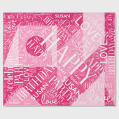 誕生日中長名ピンクID274を追加 ラッピングペーパー (フラット)