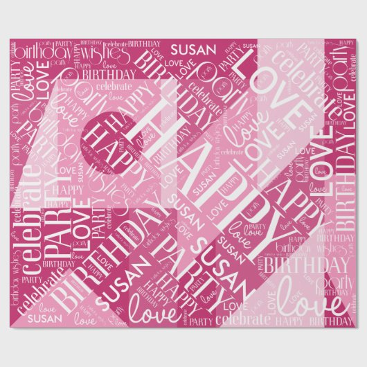 誕生日中長名ピンクID274を追加 ラッピングペーパー (フラット)