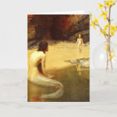 誕生日人魚と子供 カード (黄色い花)