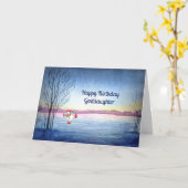 誕生日付きゴド娘の雪だるまカード カード (黄色い花)